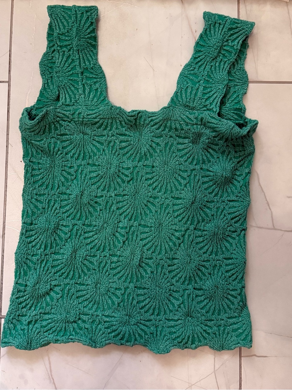 Textured Green Knit Tank Top